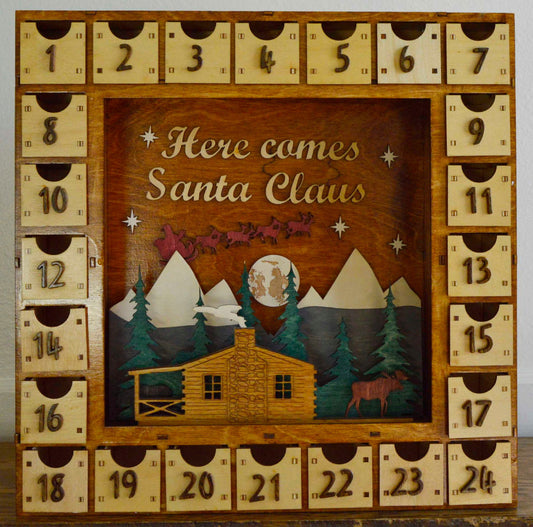 2220 Here Comes Santa: Santa, cabin, moose 1 square