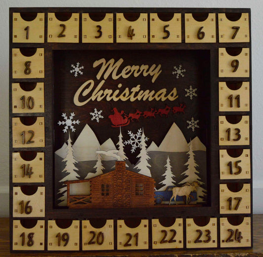 2323 Merry Christmas Cabin, Santa, Blue Truck, Moose 1 square