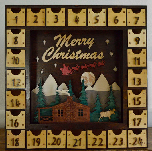 2324 Merry Christmas Santa, Cabin, Moose 2 square