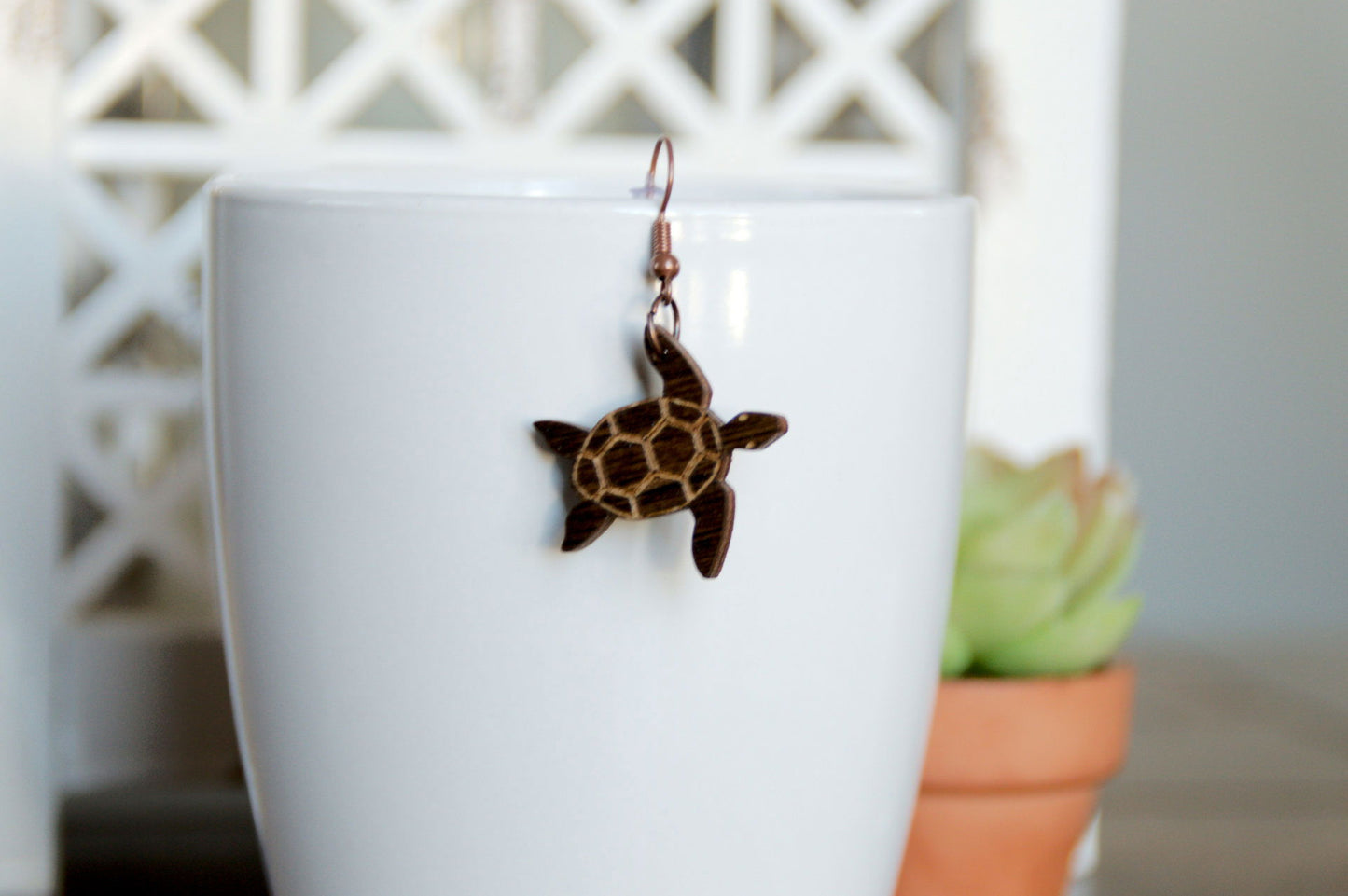 Turtle Etched Earrings