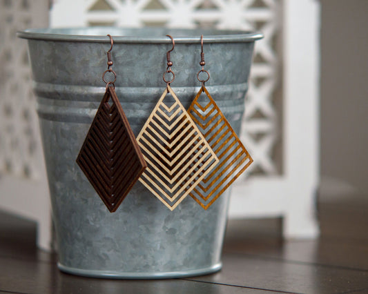 Large Chevron Diamond Earrings