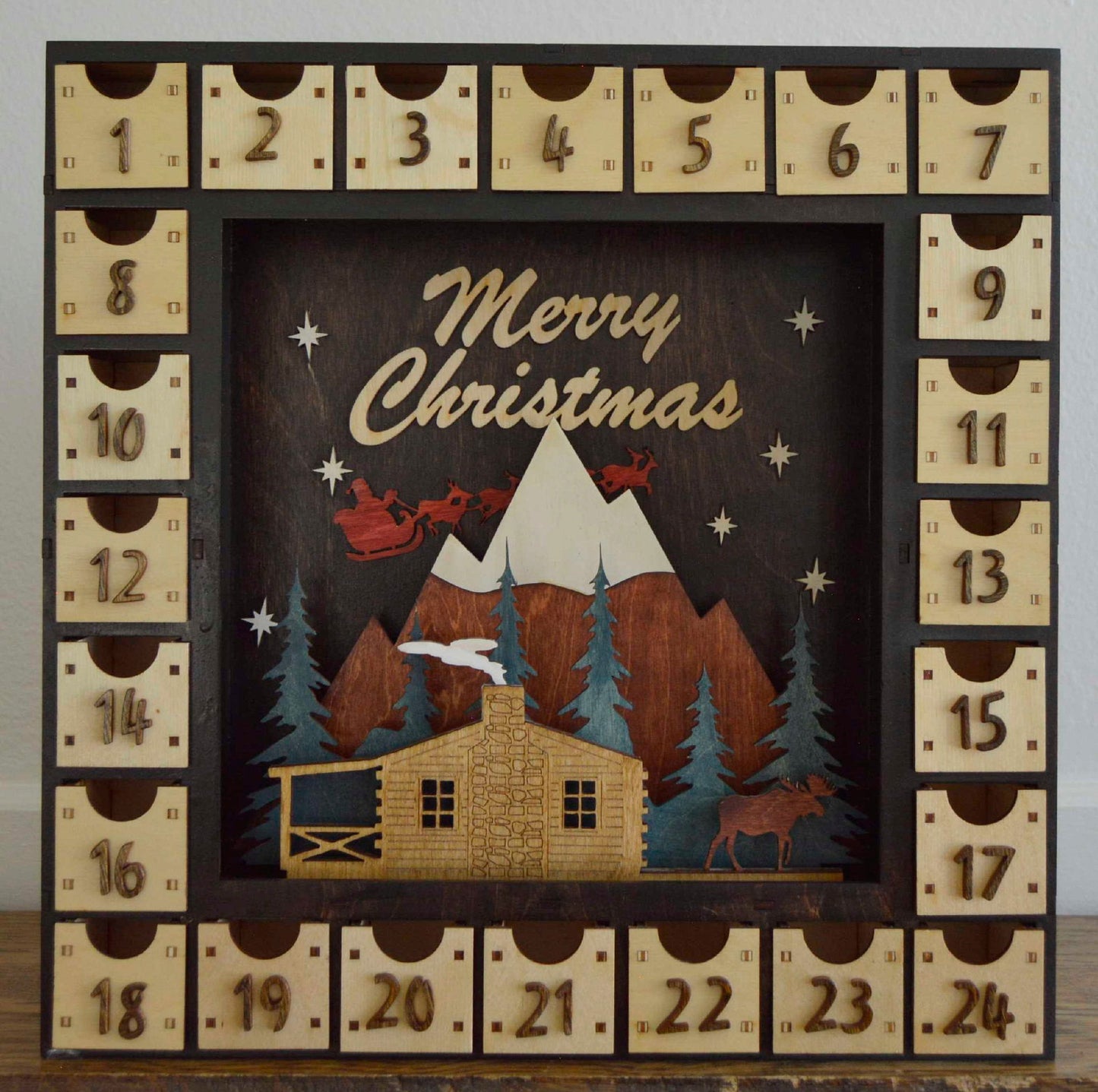 2321 Merry Christmas Santa, Cabin, Moose 1 square