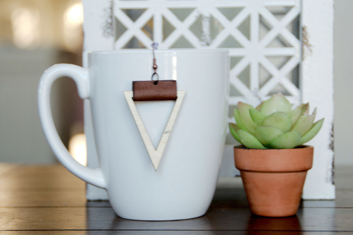 Triangle and Leather Earrings